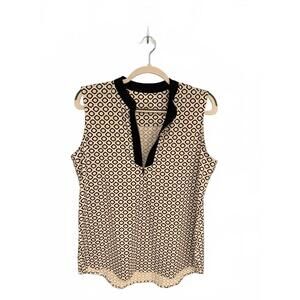 TAIL Sleeveless Geometric Pattern Top with Black Trim XL